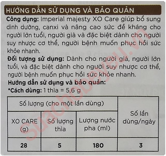 Sữa bột XO Care lon 800g Hàn Quốc cho người lớn