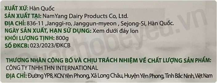 Sữa XO số 1 nội địa Hàn Quốc lon 800g cho trẻ 0-6 tháng tuổi