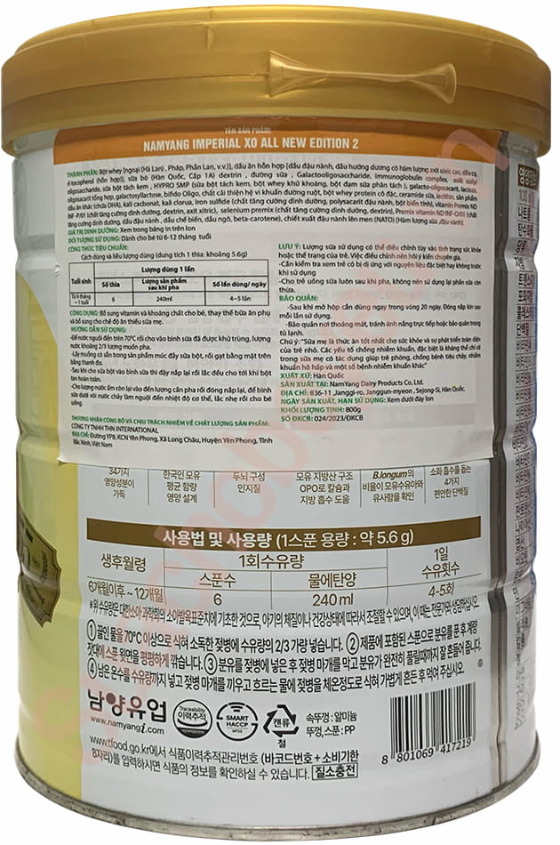 Sữa XO số 2 lon 800g nội địa Hàn Quốc cho trẻ 6-12 tháng tuổi