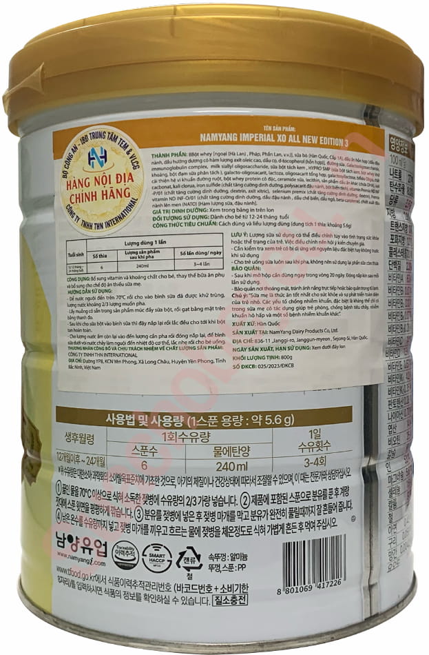 Sữa XO số 3 nội địa Hàn Quốc lon 800g cho trẻ 12-24 tháng tuổi