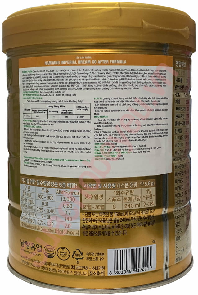 Sữa XO số 4 nội địa Hàn Quốc lon 800g cho trẻ 18-36 tháng