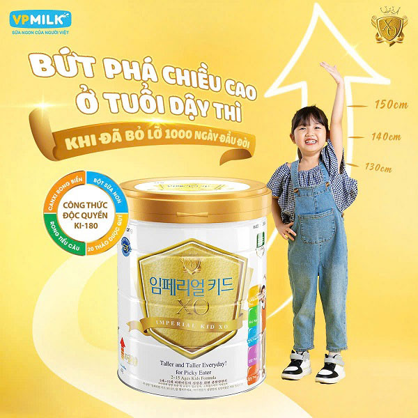 Sữa bột XO Kid lon 800g cho trẻ 2-15 tuổi