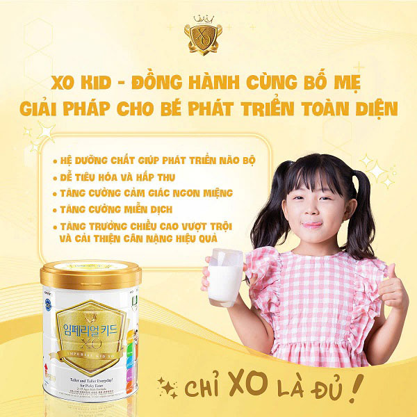 Sữa bột XO Kid lon 800g cho trẻ 2-15 tuổi