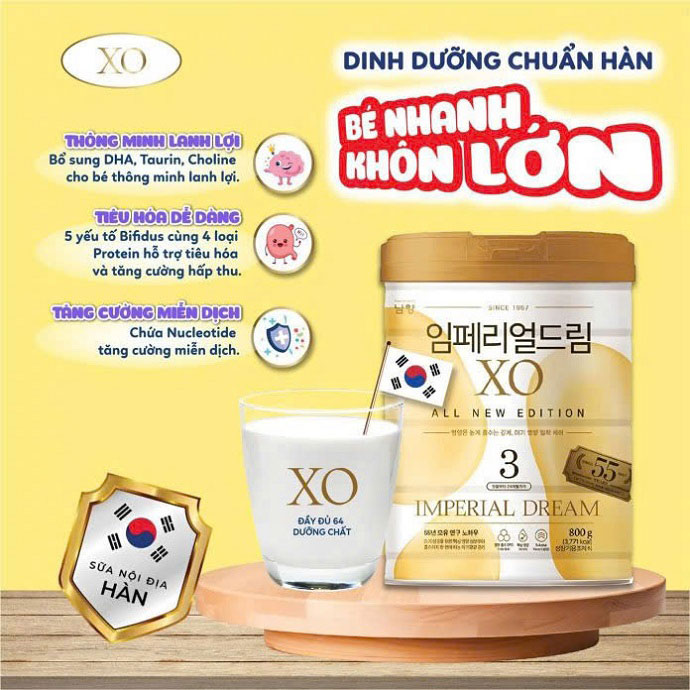 Sữa XO số 3 nội địa Hàn Quốc lon 800g cho trẻ 12-24 tháng tuổi